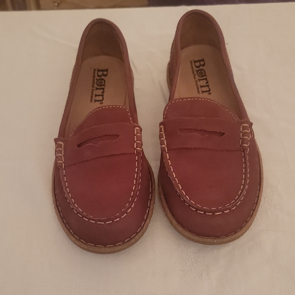 Born Chestnut Leather Loafers